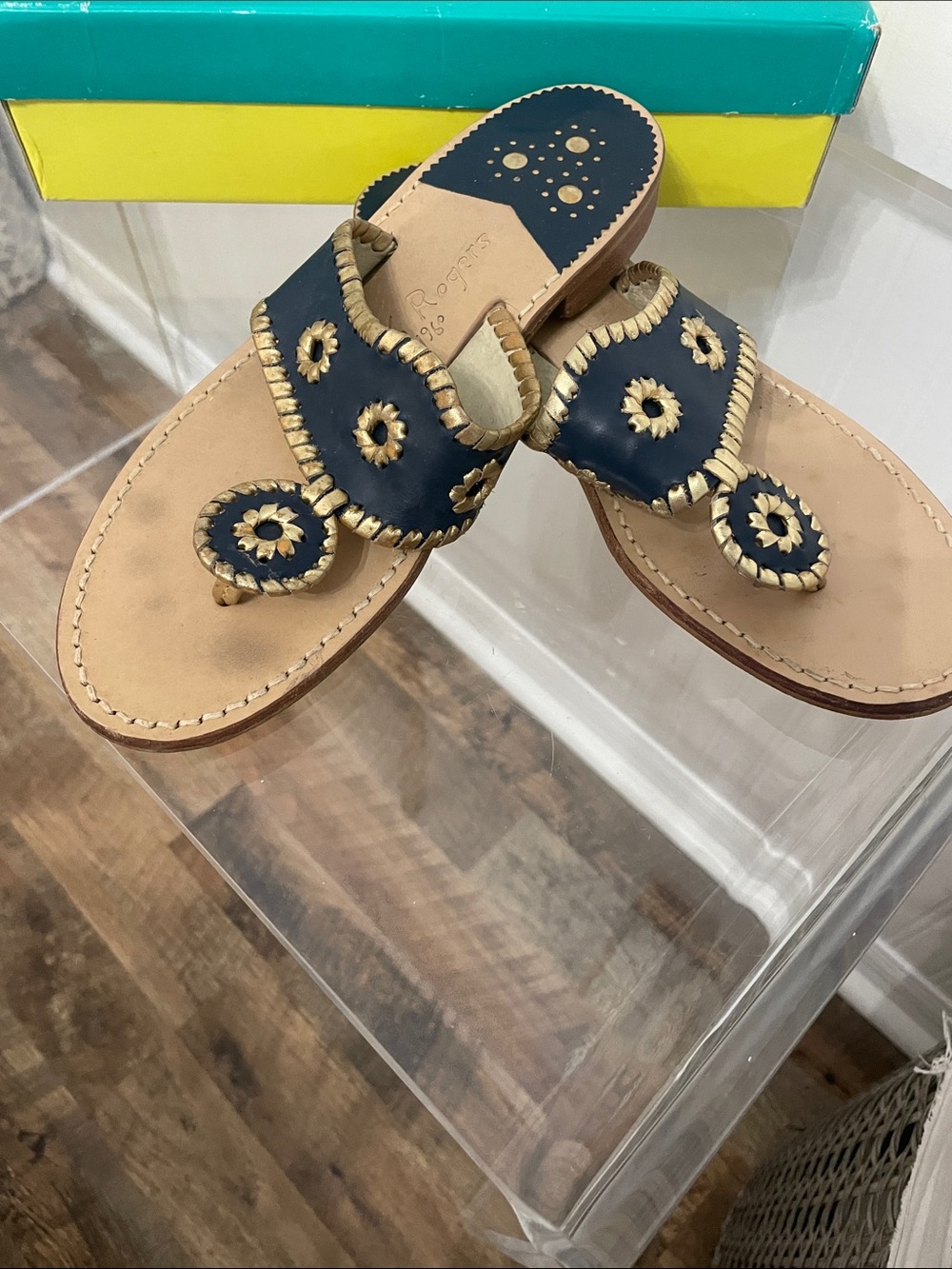 Jack Rogers Navy and gold  Palm Beach Sandals
